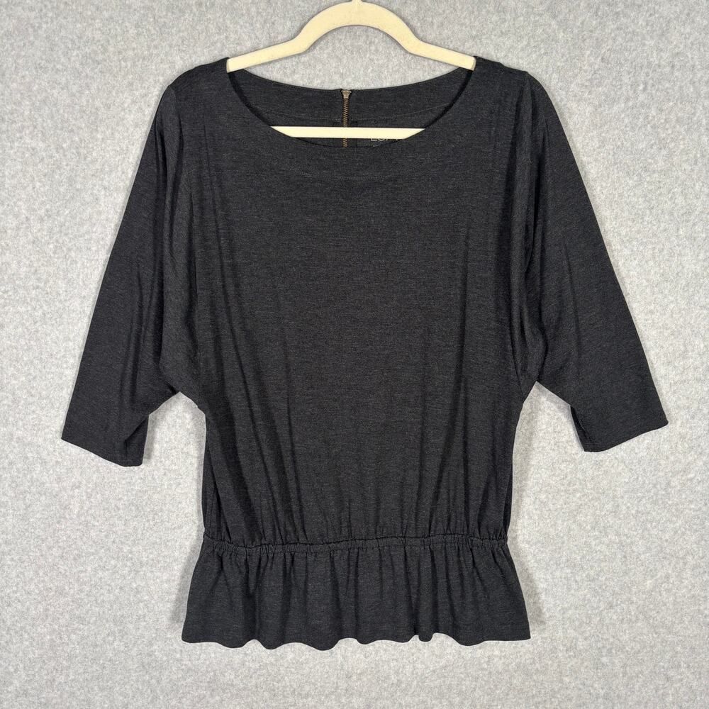 Loft Shirt Small Charcoal Knit Peplum Academia Career Church Royal Twee Capsule‎